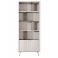 Regał z ryflowanymi frontami beżowy zaokrąglone boki LANETT